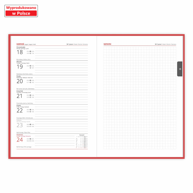 Kalendarz książkowy <b>Tygodniowy z notesem z gumką A5 Vivella</b>